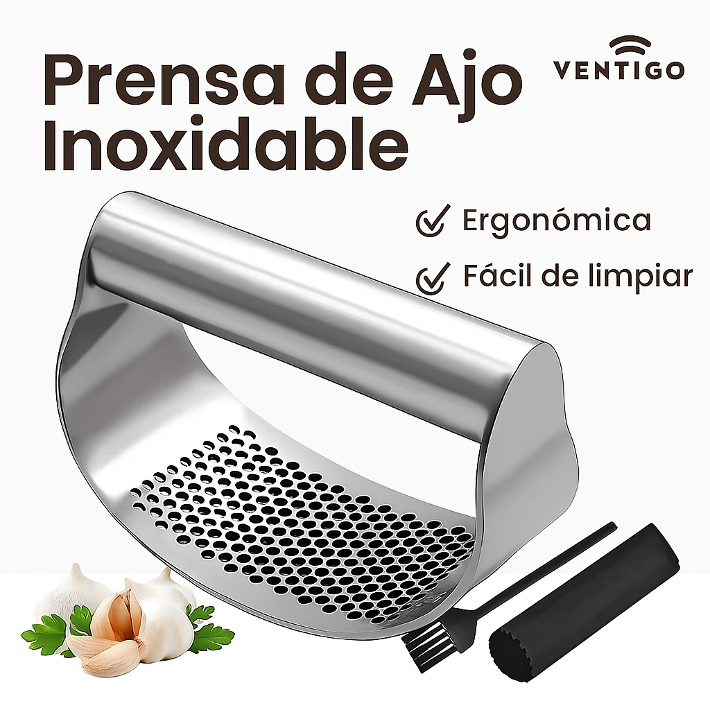 Prensa de ajo y jengibre de acero inoxidable