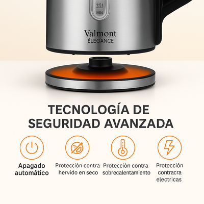 Hervidor Élégance Valmont, precisión térmica, acero inoxidable, rapidez y seguridad