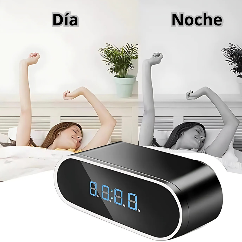 Cámara espía oculta en el reloj del escritorio
