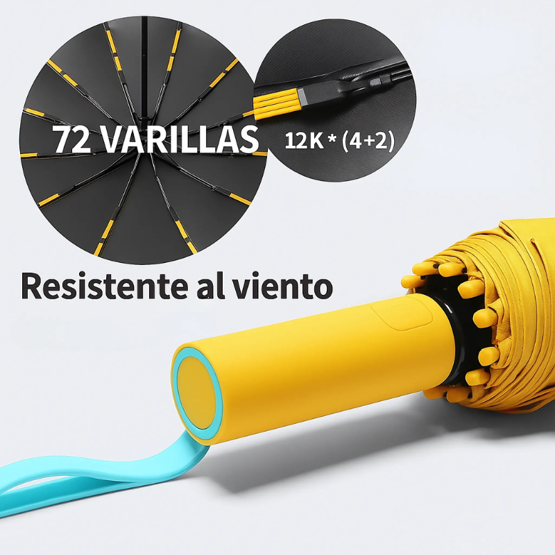 Paraguas Automático Antiviento 72 Varillas | Súper Resistente y Elegante