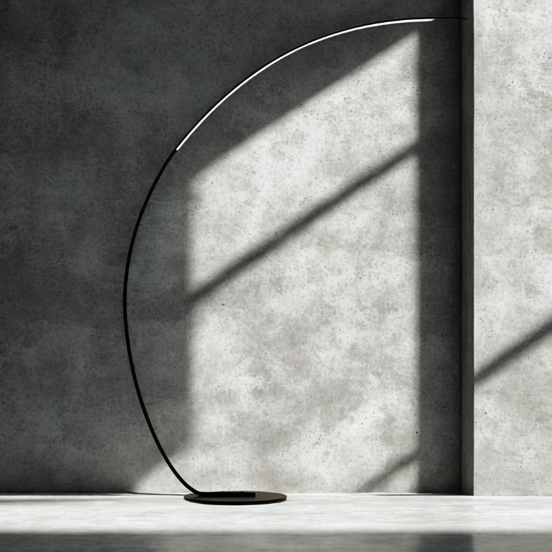 Lámpara arco LED minimalista, luz escultural, regulable, moderna y envolvente