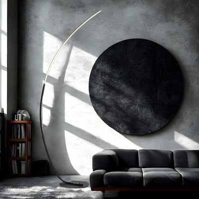 Lámpara arco LED minimalista, luz escultural, regulable, moderna y envolvente