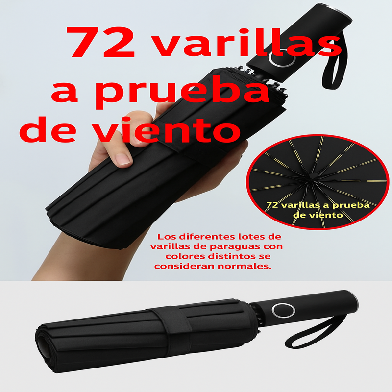Paraguas Automático Antiviento 72 Varillas | Súper Resistente y Elegante